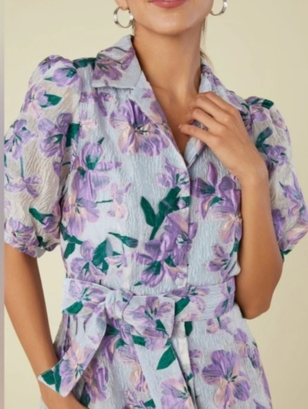 Abbey Glass Charlotte collared dress organza bloom Floral Purple Maxi Dress - Picture 3 of 15